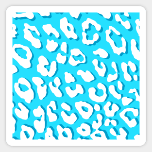 White Leopard Print Light Blue Sticker